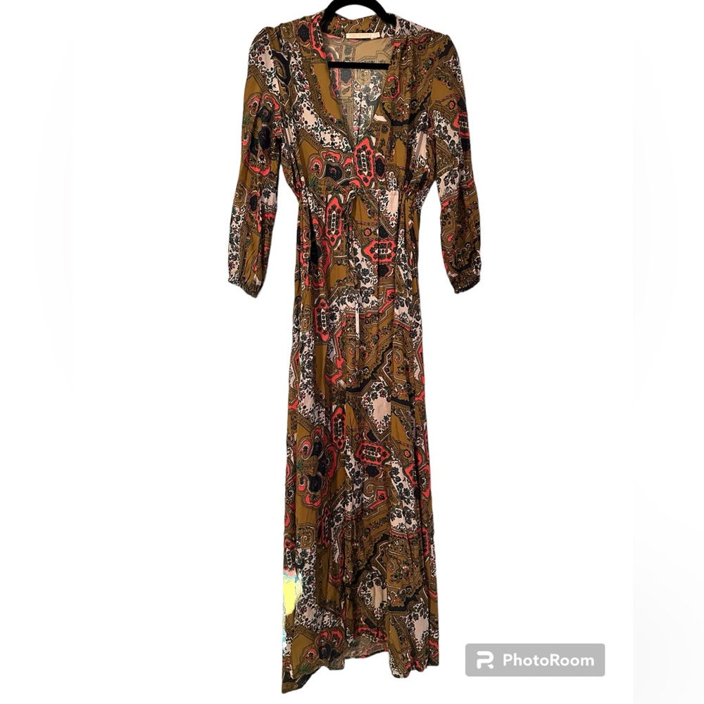 EUC Novella Royale Midnight Alley Maxi Dress Size M 3/4 Sleeve